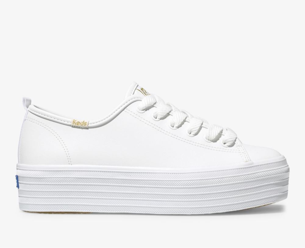 Women Triple Up Leather Sneaker White 0kgtXMZN