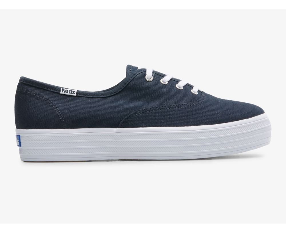 Women The Platform Canvas Navy 3FxbeovU