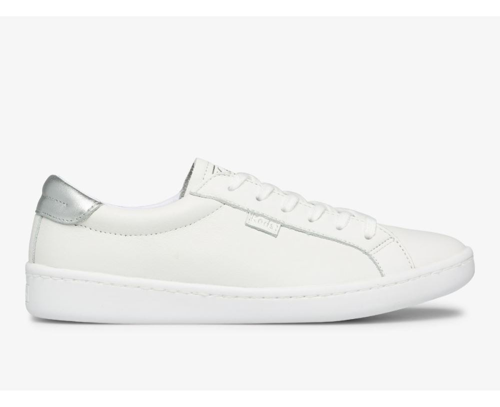 Women Ace Leather Sneaker White Silver AjtzJ6fw
