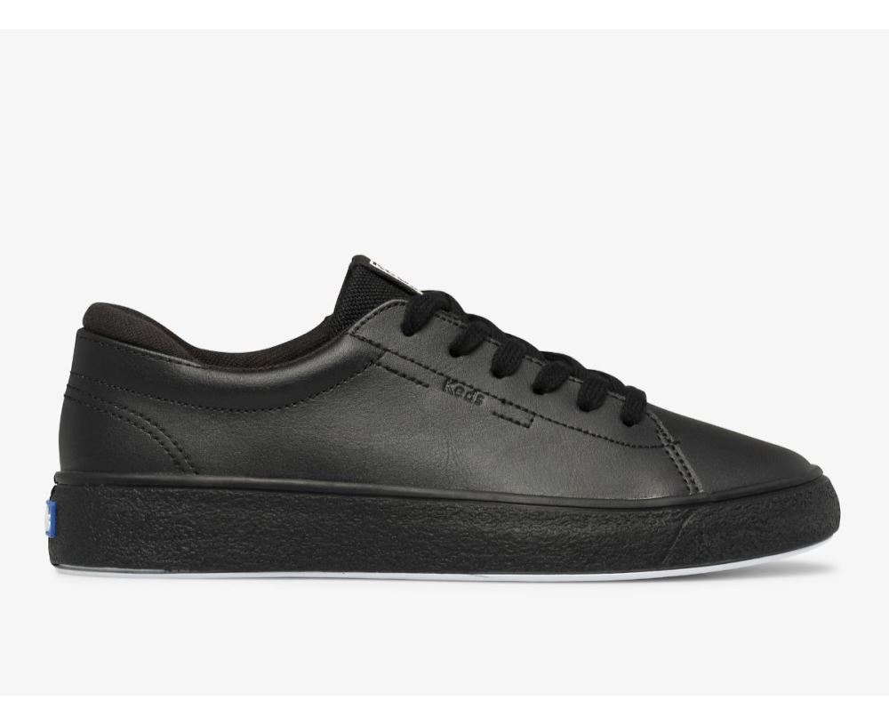 Women Alley Leather Grit Foxing Sneaker Black BpJkPmiY