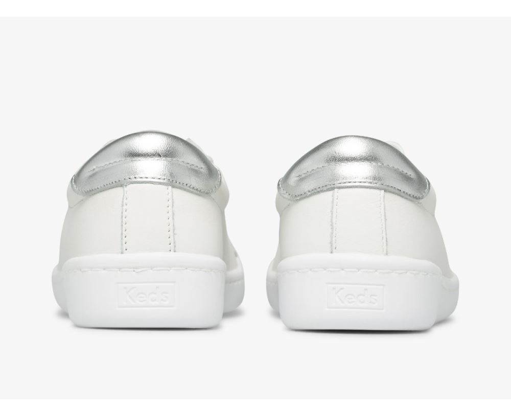 Women Ace Leather Sneaker White Silver CdSYgULS
