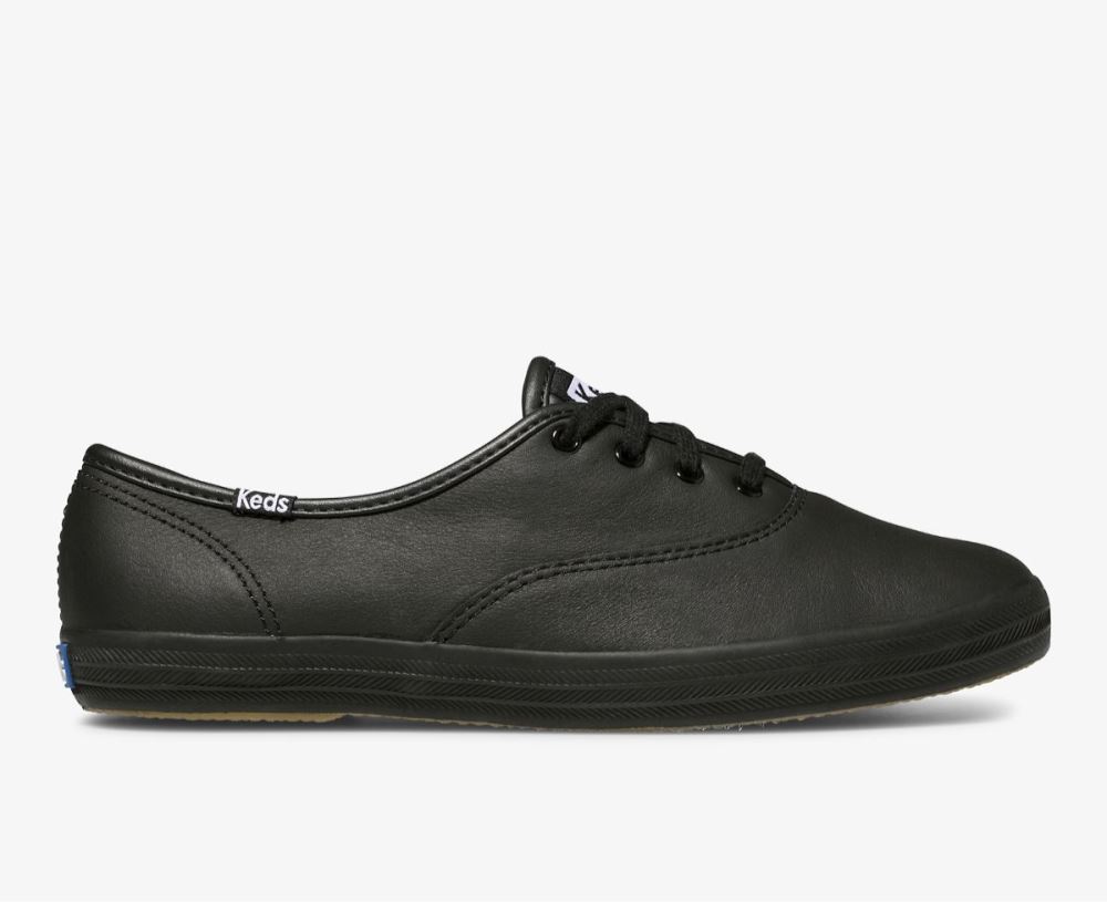 Keds Shoes Official Site Champion Leather Black Q5IsTEby