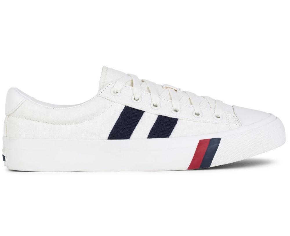 Unisex Royal Plus Canvas Lo Tops | Keds White Navy WFH2Ucmy