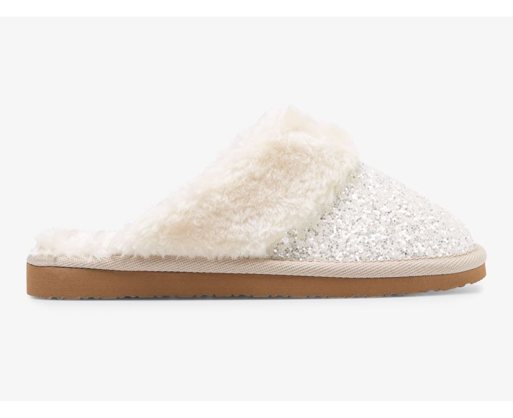 Women Mule Slipper Glitter Ivory sLKCIXVl