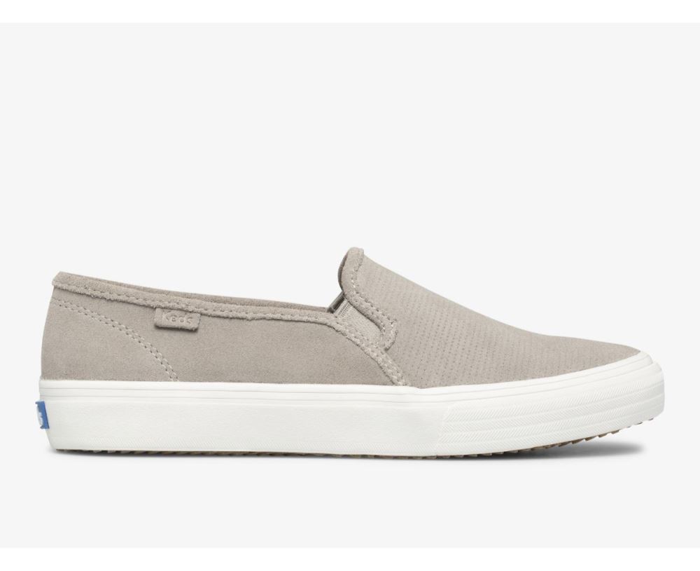 Women Double Decker Perf Suede Slip On Sneaker Grey teHNQtew