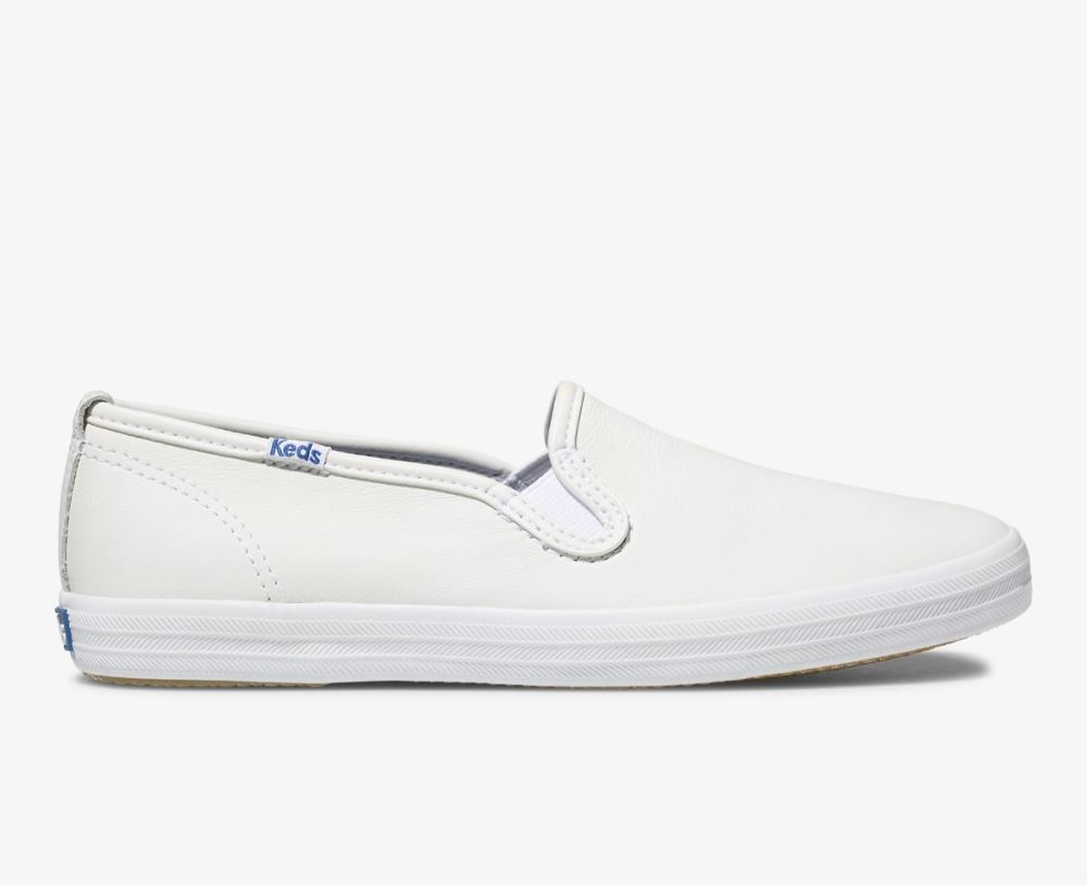 Keds Shoes Official Site Champion Leather Slip On White yQn3Aslp