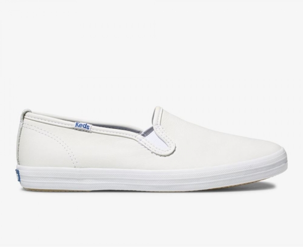 Keds Shoes Official Site Champion Leather Slip On White jTXLFAAS