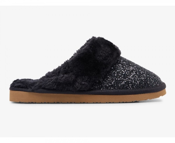 Women Mule Slipper Glitter Black CDLdAcbt