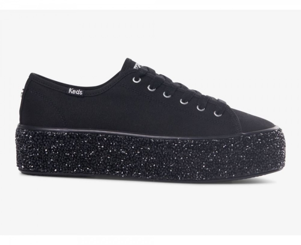 Women Triple Up Rock Salt Glitter Sneaker Black umvZQKvO