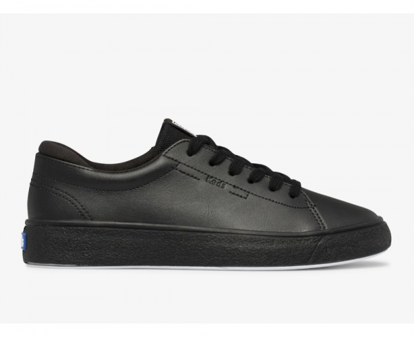 Women Alley Leather Grit Foxing Sneaker Black GRlQdaWQ