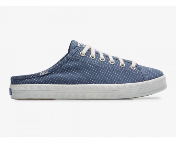 Women Kickstart Mule Canvas Stripe Blue 2ZRuIoTJ